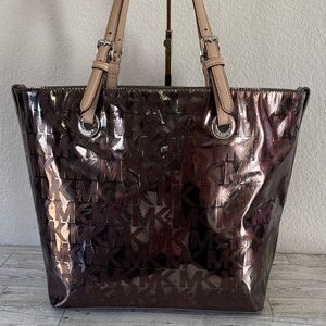 Michael Kors Jet Set Mirror Metallic Bronze Tote EUC